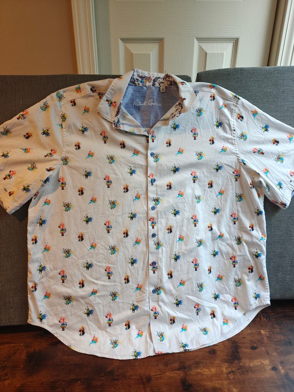 Robert Graham Short Sleeve Button Down Shirt 2XL Colorful Cocktails Wearable Art